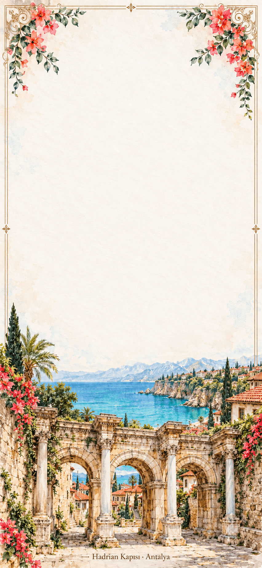 Antalya temalı dijital düğün davetiyesi tasarımı